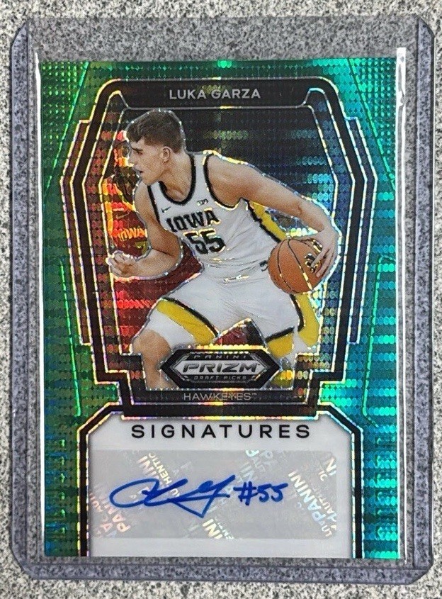 Luka Garza 2024 Panini Prizm Draft Picks Green Pulsar Prizm Auto /25 SSP