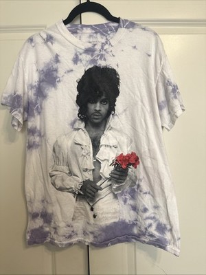 Prince Mens Official Licensed Rose Purple Rain Graphic Tie Dye Tee T Shirt S