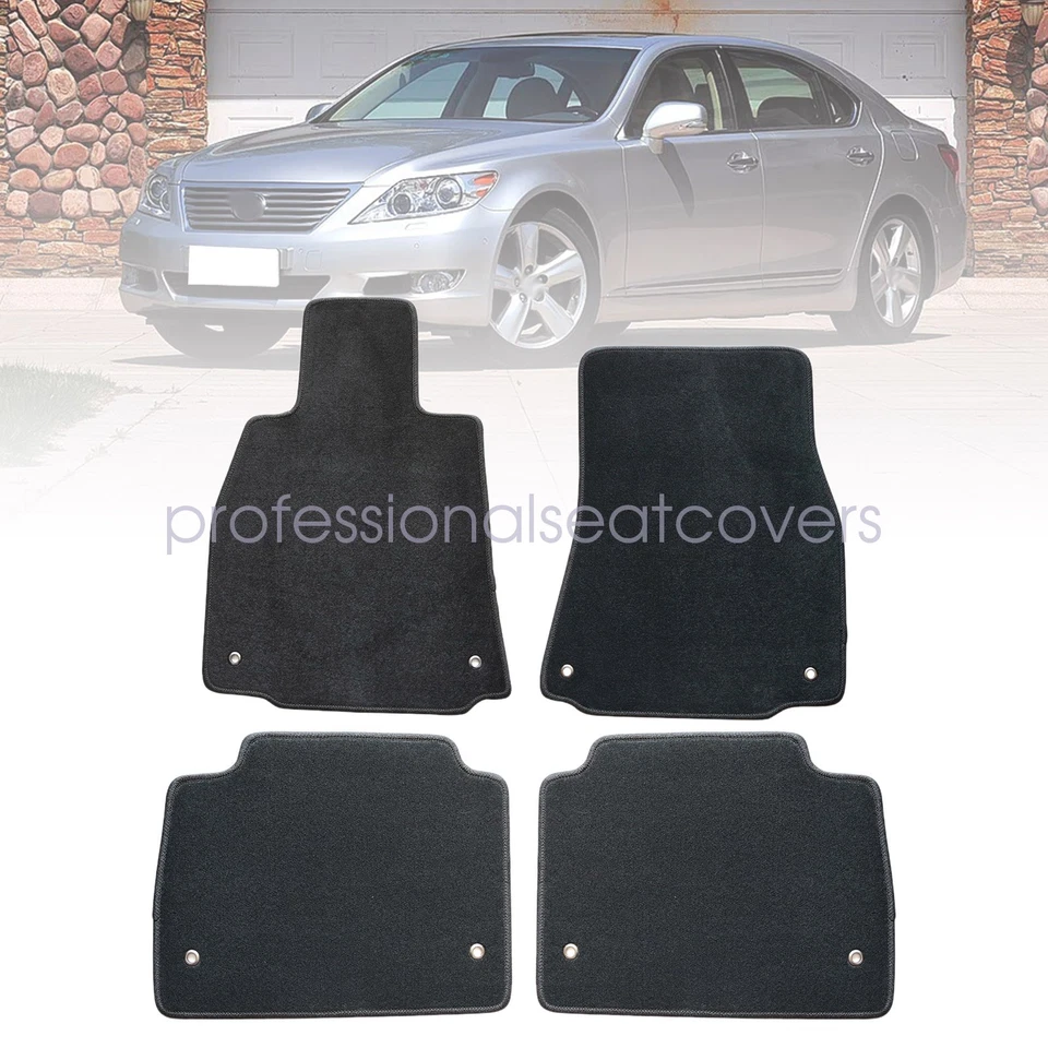 New Floor Mats Carpet Velour For 2007 2008 2009 2010 2011 2012 Lexus LS460 Black - Image 2 of 4