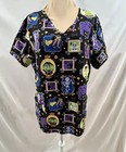 Halloween Scrub Top Frankenstein Skeleton Dracula Ghost Witch Cat L — photo 4