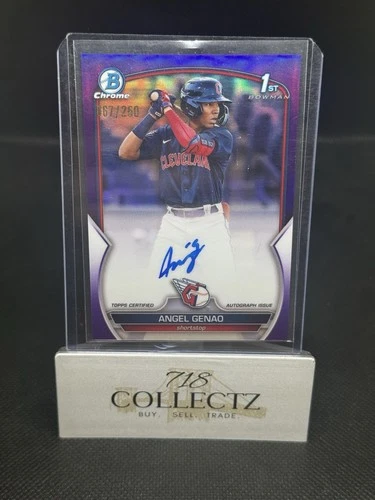 2023 Bowman Angel Genao Chrome Auto Purple Refractor 1st /250