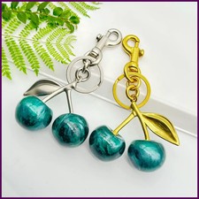 Cute Green Cherry Keychain Pendant Keyring for Women Girls Bag Accessories Gift