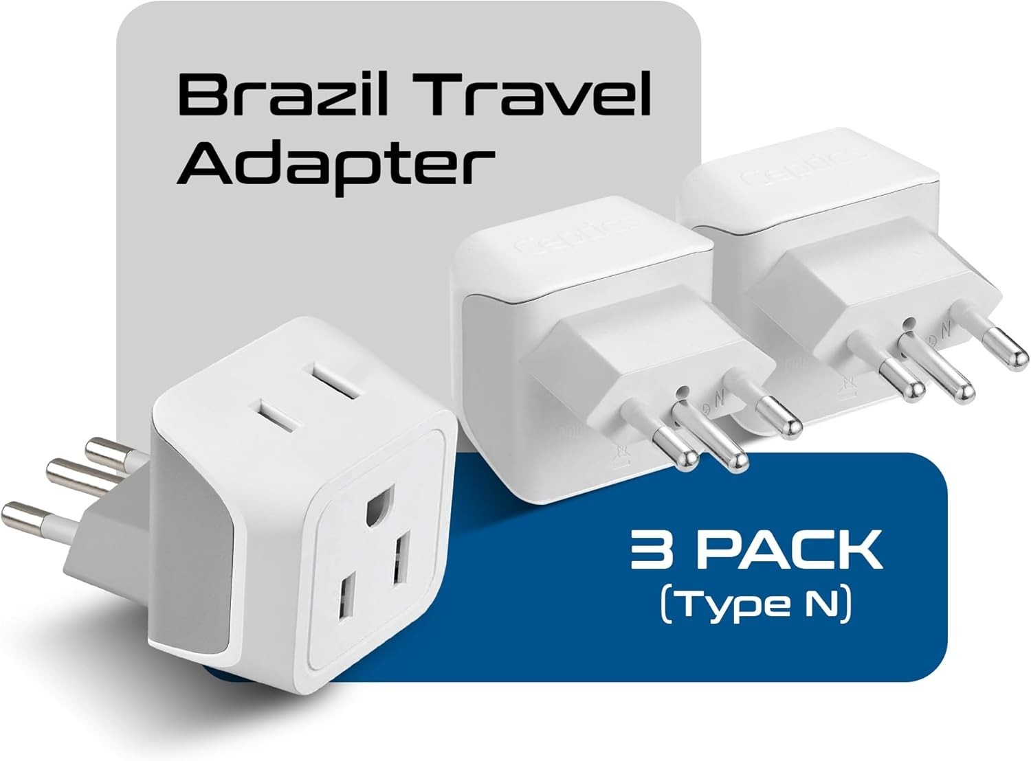 Travel Smart with 3-Pack Ultra Compact Type N Brazil Adapters - Grounded Safety