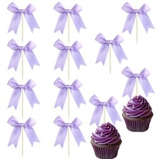 Ephlyn 24Pcs Purple Bow Cupcake Toppers Bow Cake Topper Birthday Decorations ...