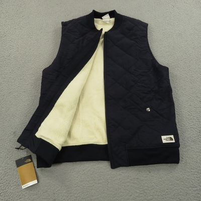 #ad North Face Vest Mens Medium Cuchillo Insulated Fleece Lined Quilted Aviator Navy $59.95