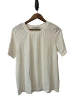 Women’s Chris Gramer Modal White Short Sleeve Size S Top Split Back Oversized