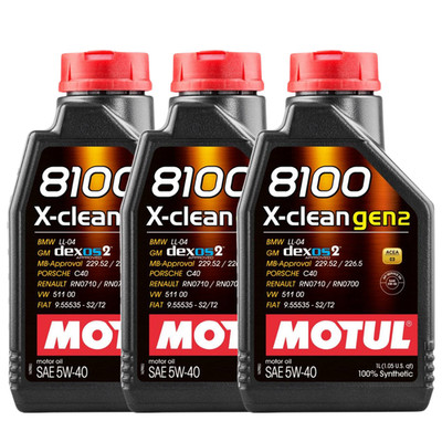 Motul 8100 X-CLEAN GEN2 5W-40 Full Synthetic Low-SAPS Engine Oil ACEA C3 3 Pack