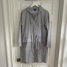 Eileen Fisher Petite Gray Long Hooded Lightwe...