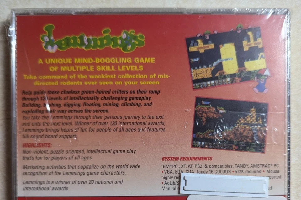 Lemmings PC Game 1991 Psygnosis CD ROM New Sealed With Vintage Tag Fast Shipping - Image 2 of 4