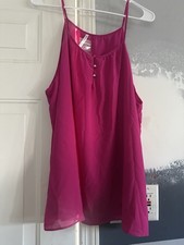A New Day Pink XL Camisole 100 Polyester Adjustable Straps Button Accents