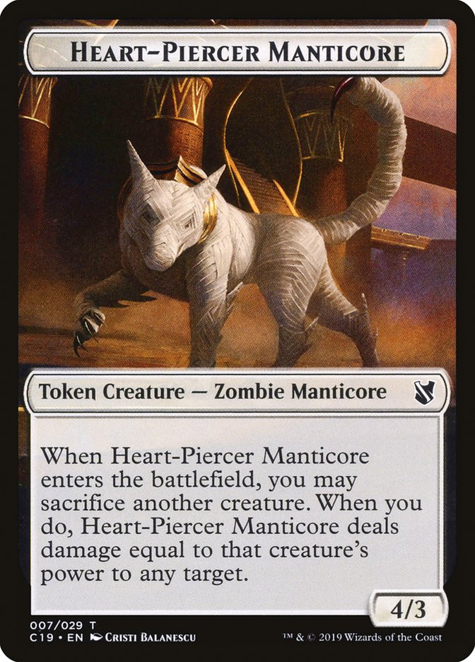 Heart-Piercer Manticore Dragon Token 7/363 MTG Commander 2019 LP