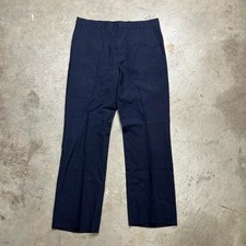 Vintage 80s Wool Trousers Flat Front Navy Blue Mens 32 Talon