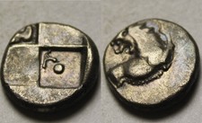 Rare genuine Ancient Greek silver coin Thracian Chersonesos Lion helmet Dot over