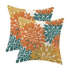 Pillow Covers 18x18 Inch Set of 2 18" x 18" Pack of 2 Orange Yellow Teal