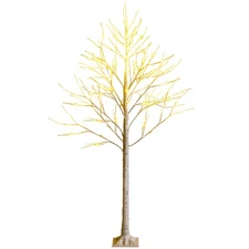 6ft Pre-lit White Twig Birch Tree for Christmas Holiday w/ 96 LED Lights