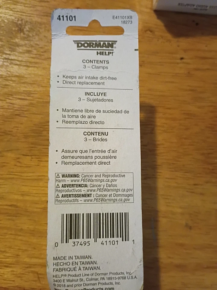 Surtido de abrazaderas de sujeción para purificador de aire Dorman 41101 se adapta a un Ford nuevo Foto 2 de 2