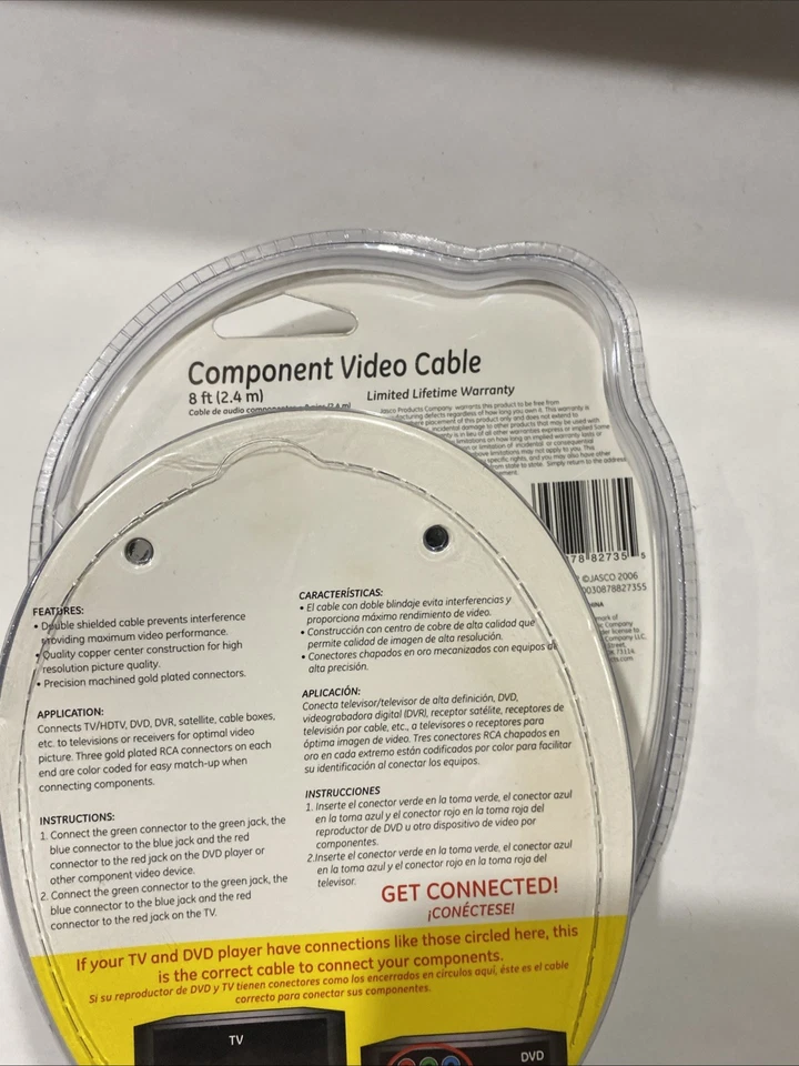 GE Component Video Cable 82735 Ultra Pro 8 Feet Color Coded Premium New Sealed - Image 4 of 4