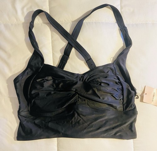 Top de natación Bloomchic negro cruzado cuello cuadrado talla 12 nuevo con etiquetas ajustable - Imagen 6 de 11