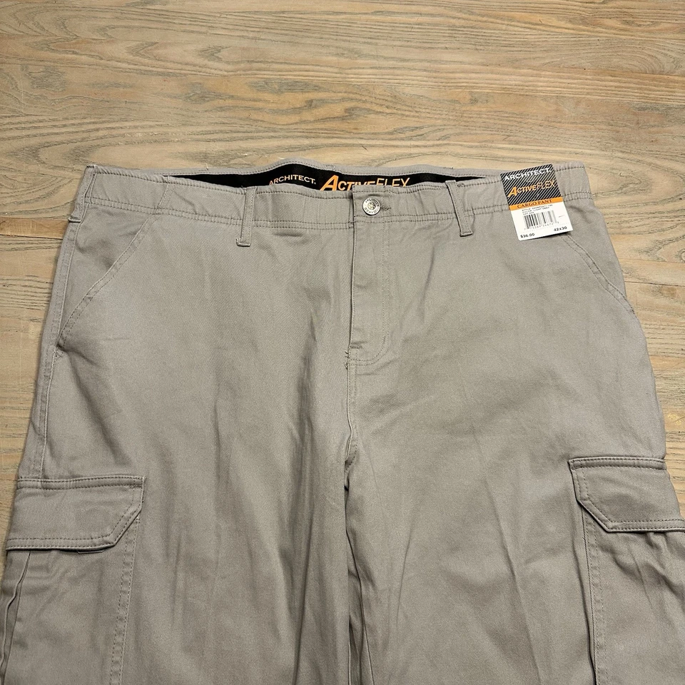 NEW Architect Active Flex Straight Leg Cargo Pants Men's 42x30 Gray Flat Front - Image 3 of 4