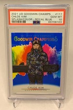 2021 UD Goodwin Champs Chloe Kim Splash of Color Royal Blue PSA 10