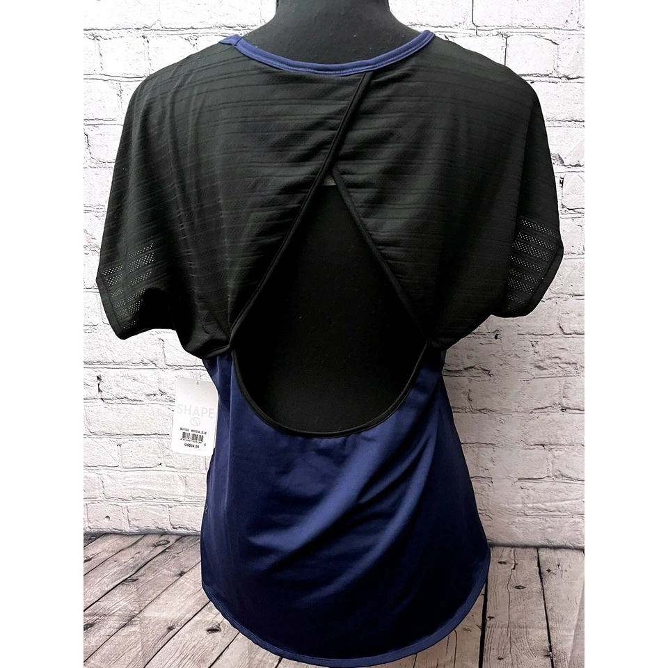 SHAPE Active Playa Capped Sleeve Tshirt Women's Size Small Blue/Black NWT - Image 2 of 4