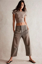 Free People We The Free Osaka Mid Rase Barrel Jeans size 28 Sage Khaki