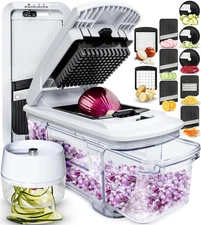 All-in-1 Vegetable Chopper and Mandoline Slicer for Kitchen (6 in 1,Black/White)