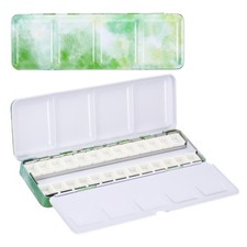 Empty Watercolor Palette Metal Tin with 26pcs Half Pans Style 3 Green