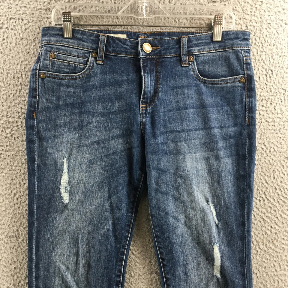 KUT From The Kloth Catherine Boyfriend Jeans Womens 6P Blue Denim Distressed Zip - Image 2 of 4