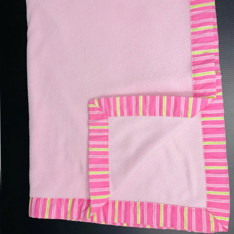Manta Bebé Sumersault Rosa con Borde a Rayas Rosa y Verde Seguridad Lovey Foto 2 de 3