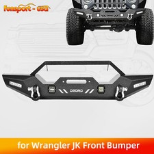 Front Bumper For 2007-2018 Jeep Wrangler Jk Unlimited W Led Lights Winch Plate