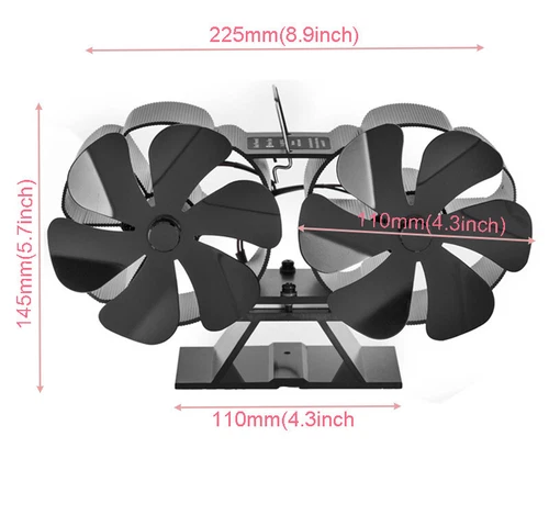 12 Blade Fireplace Fan Wood Stove Fan for Wood Burning Stove,Heat Powered Stove - Picture 17 of 17