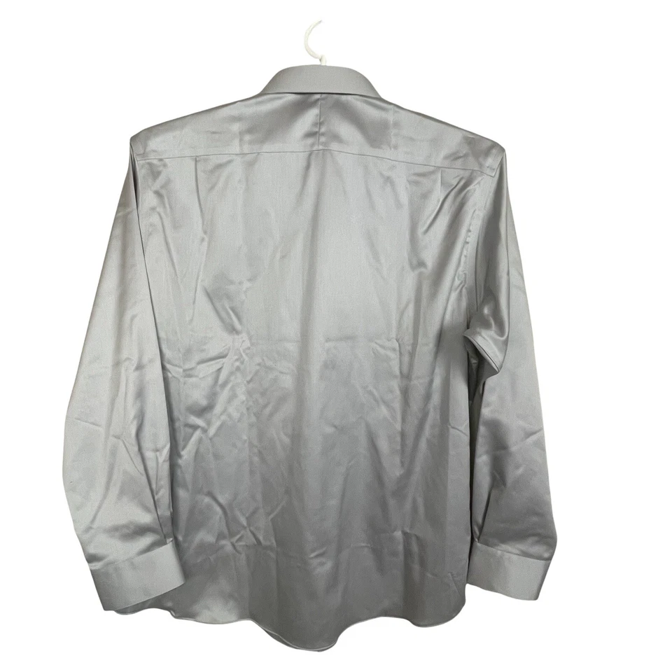 Murano Men's Sz 17-35 Gray Sheen Long Sleeve Blue White Shirt - Image 4 of 4