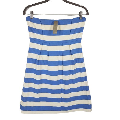 J.CREW Women's Blue and White Striped Dress with Sleeves Size 6 NWT | eBay