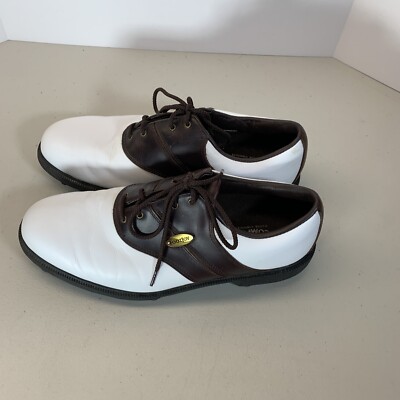FOOTJOY men’s spikeless leather golf  shoes size 10 1/2 very good condition FootJoy Traditions Spikeless Golf Shoes White/Black 57924  main image 2