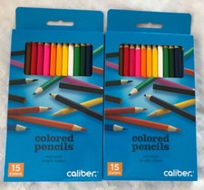 2 Pack Caliber Colored Pencils 15 Colors Each Non Toxic Bright Colors