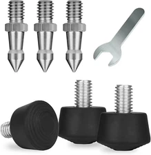 6 Pcs Tripod Spike Feet 3/8-16 Thread Rubber Feet Universal Anti-Slip & Stainles