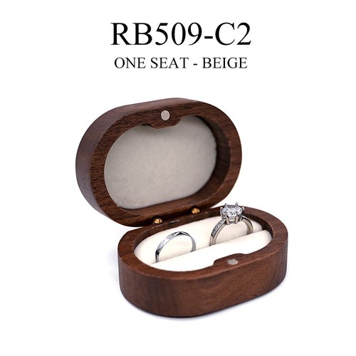 Caja de anillos de madera estuches de transporte exhibición de joyas boda compromiso soporte personalizado - Imagen 13 de 19