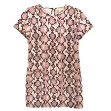 Michael Kors MK Women's Pink Snake Print Shift Dress size S Short Cap Sleeves