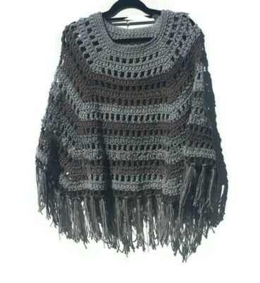  Shades Of Gray Crochet Pullover Poncho Easy Printed Pattern 