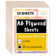 Baltic Birch Plywood Sheets 10 Pack A6 for Crafts and Home Decor