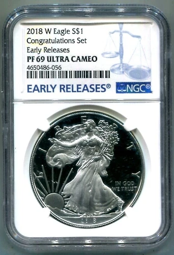 NGC-PF69 UltraCam 2018-W Silver Eagle from Congratulations Set - Early Releases