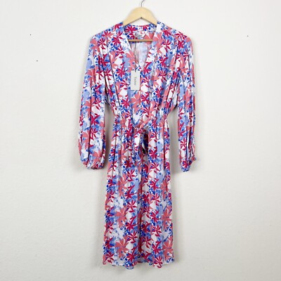 Tucker Abigail Party Tidy Tie Dye Silk Long Sleeve Dress Size Large