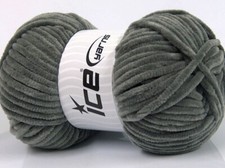 4-Skein Lot Chenille Baby Yarn medium 4x100g Grey Alt