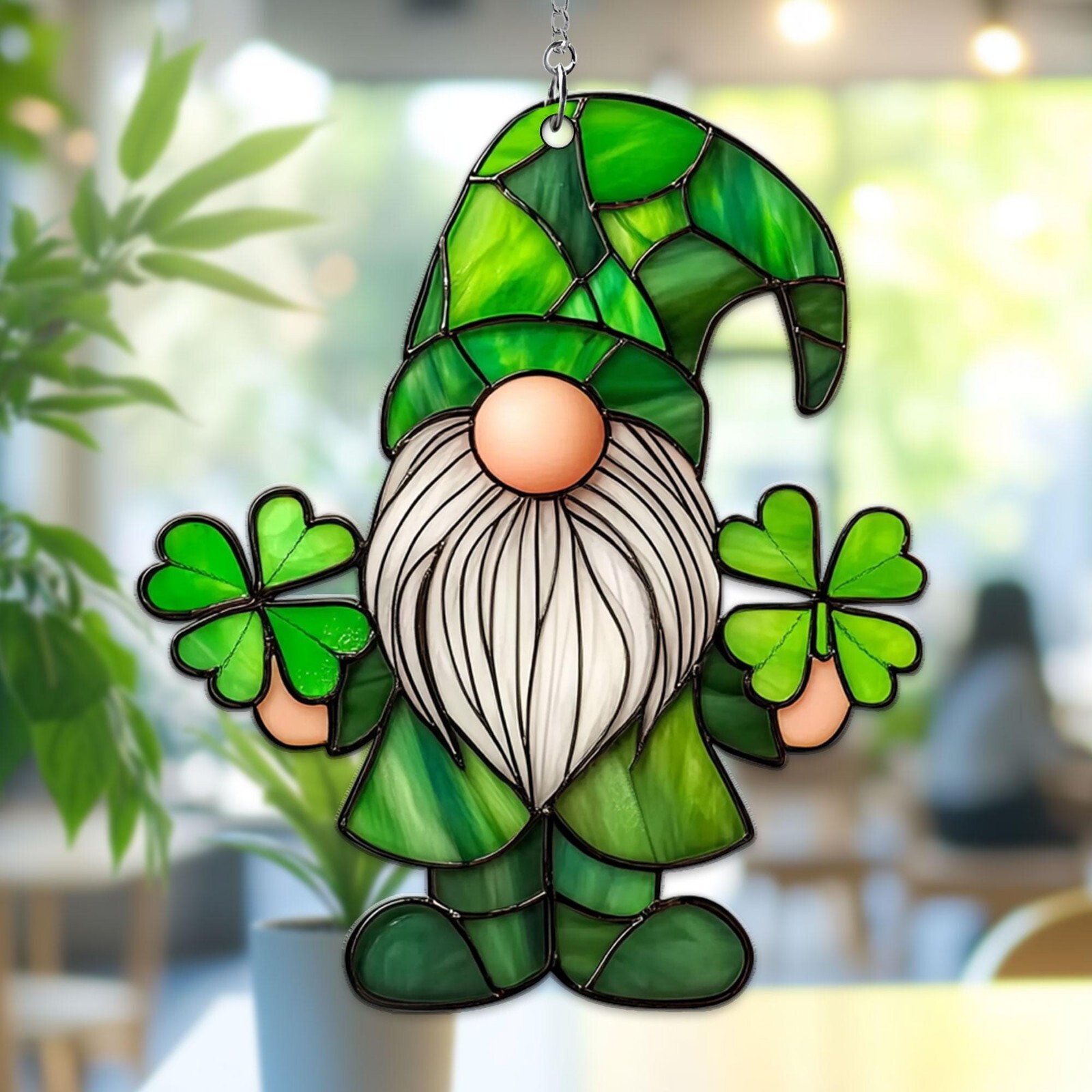 Irish Gnome Shamrock Suncatcher - St. Patrick’s Day Window Decor