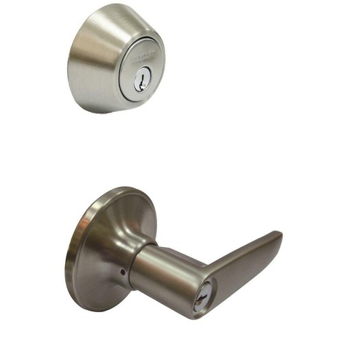 Defiant Door Knob Lever Set Deadbolt Keyed Lock Home Security Stainless Steel eBay