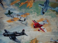 Handmade cotton 2 pc. crib sheet set Airplanes on gray blue/REDUCED 