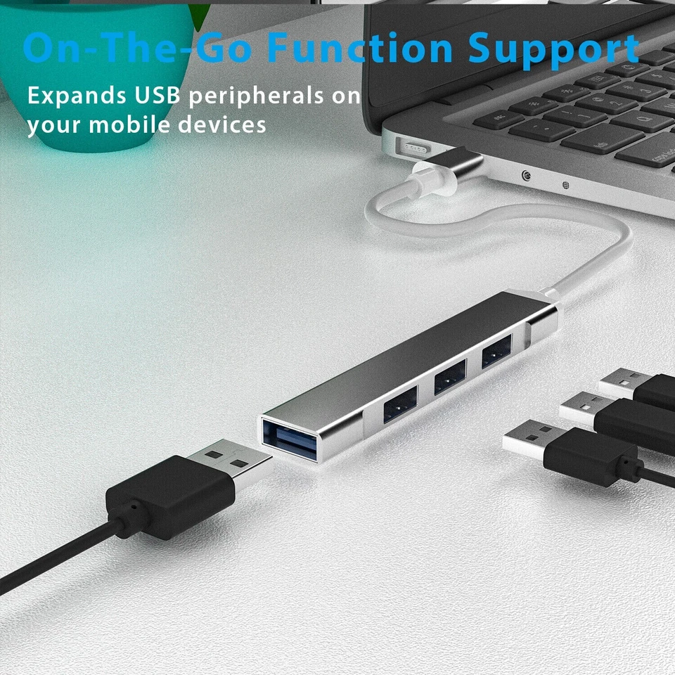 USB-C Type C to USB 3.0 4 Port Hub Splitter For PC Phone Notebook Laptop Tablet - Image 4 of 4