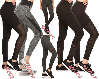 Women's Yoga Pants Workout Gym Fitness Push Up Sports Mesh Leggings