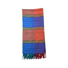 Winter Fringe Scarf Made In USA Red Multi Color Plaid